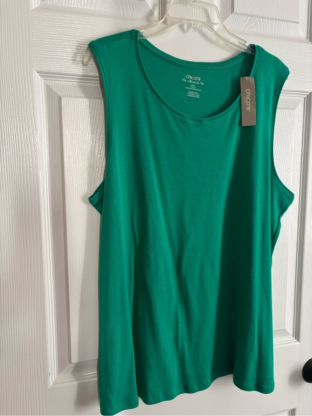 Chico's Vivid Green Cotton Tank Size  4 (20/22-XXL)